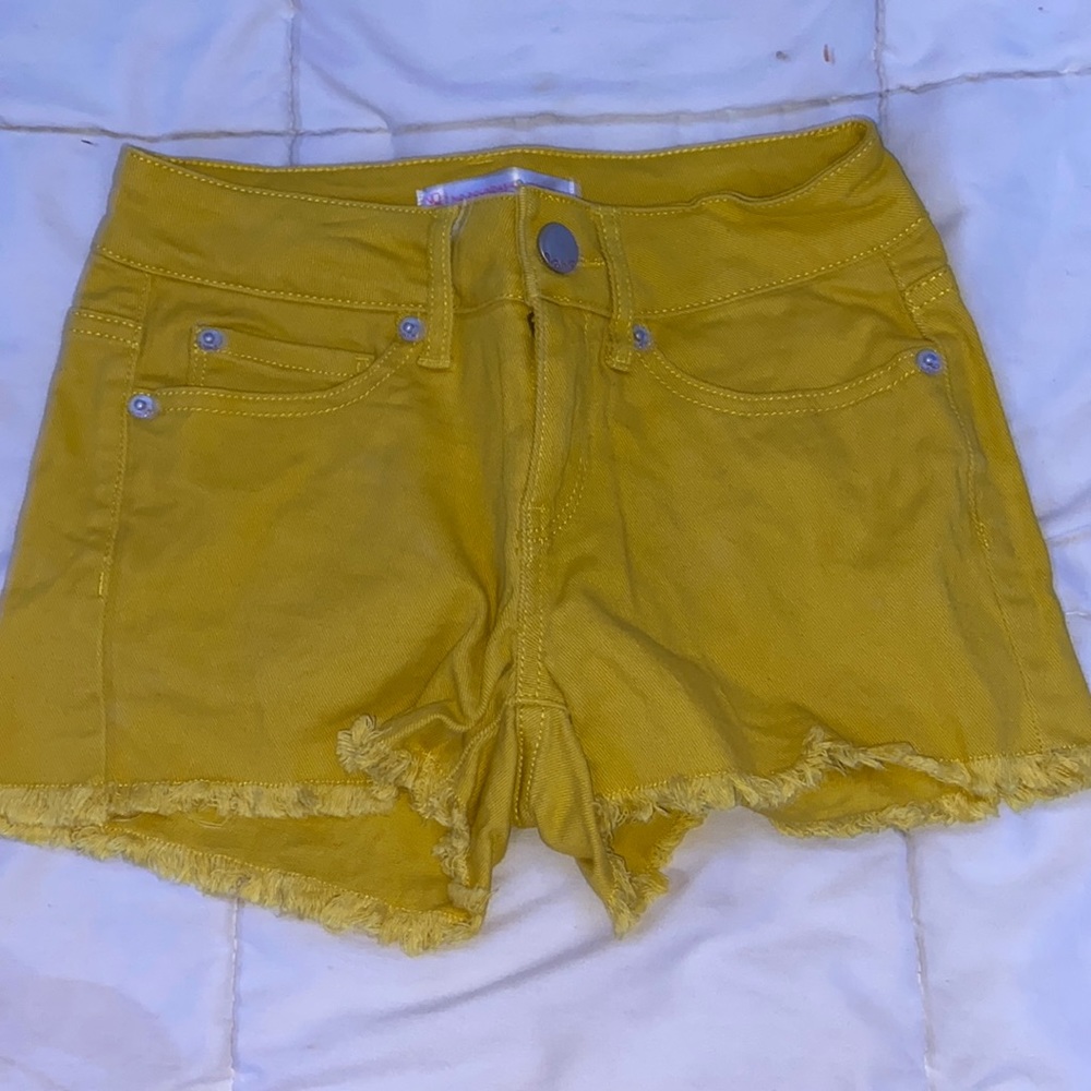 yellow jean shorts